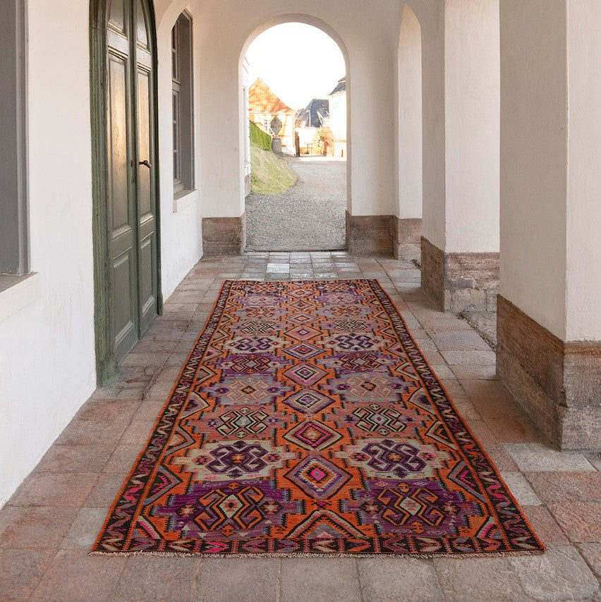 Vintage large Kilim carpet K729, 435x160 cm