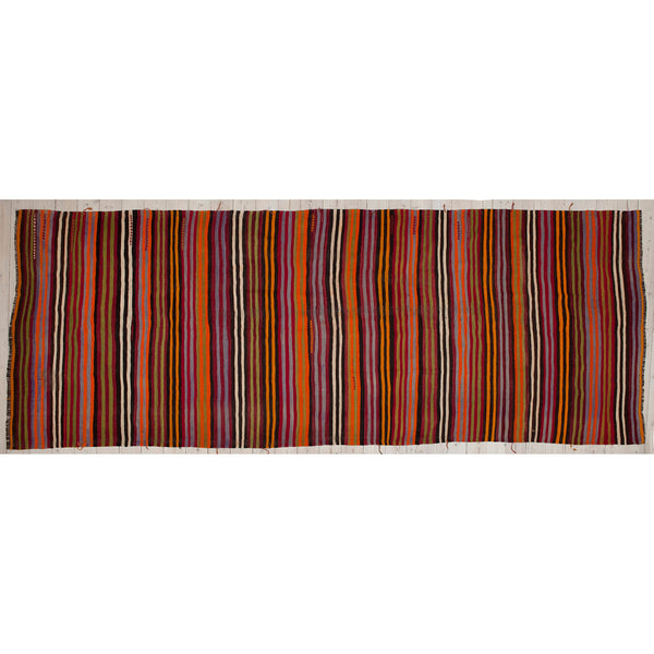 Antique striped Kilim no. K188, size 415 x 150 cm from Turkey