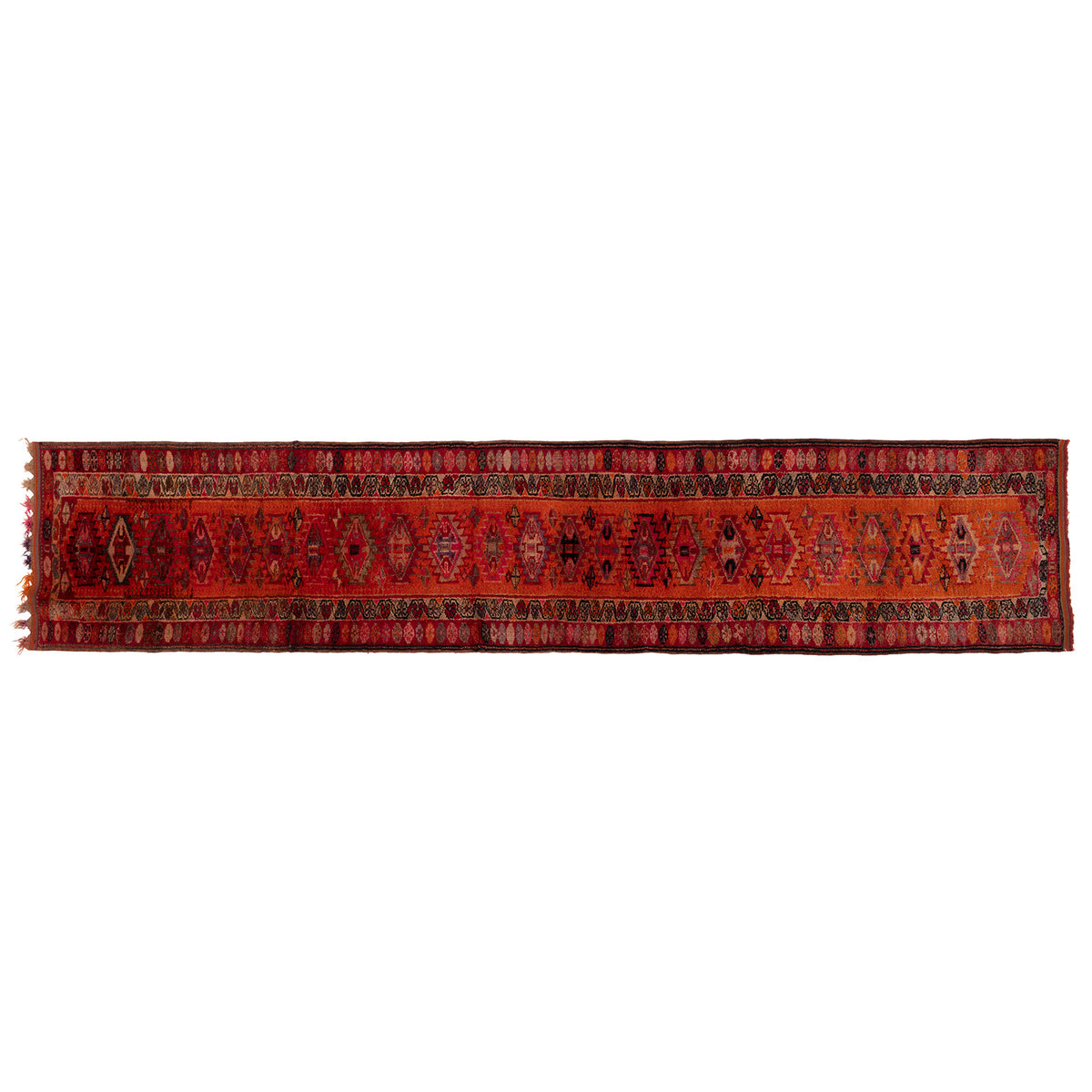 Hand knotted rug runner no. K555, size 392 x 82 cm